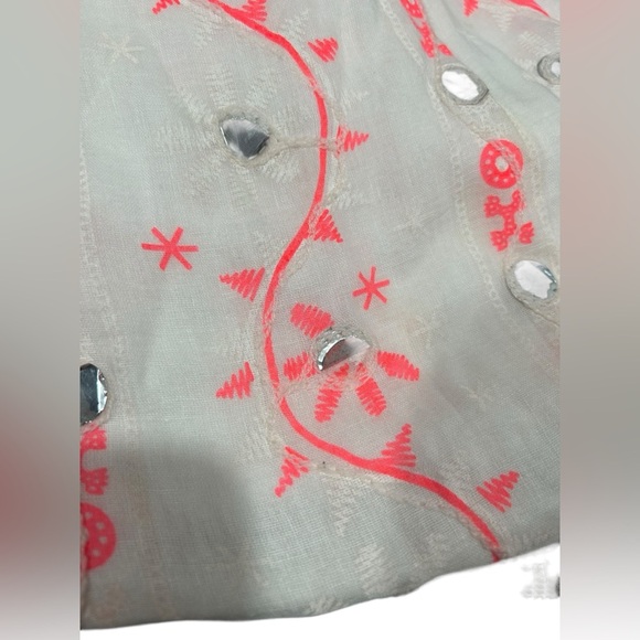 Juliet Dunn boho white and pink embroidered maxi dress size Small fit - Picture 14 of 14